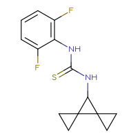 Chemical structure of 1-(2,6-difluorophenyl)-3-{dispiro[2.0.2⁴.1³]heptan-7-yl}thiourea - CSSB21432512214