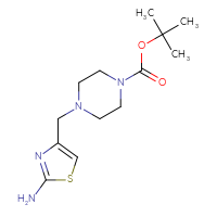 Chemical structure of tert-butyl 4-[(2-amino-1,3-thiazol-4-yl)methyl]piperazine-1-carboxylate - CSSB00010256523