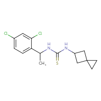 Chemical structure of 1-[1-(2,4-dichlorophenyl)ethyl]-3-{spiro[2.3]hexan-5-yl}thiourea - CSSB15181416048