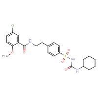 Chemical structure of 5-chloro-N-[2-(4-{[(cyclohexylcarbamoyl)amino]sulfonyl}phenyl)ethyl]-2-methoxybenzamide - CSSB00000053360