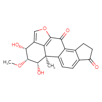 Chemical structure of (1R,16R,17S,18S)-16,18-dihydroxy-17-methoxy-1-methyl-13-oxapentacyclo[10.6.1.0²,¹⁰.0⁵,⁹.0¹⁵,¹⁹]nonadeca-2,4,9,12(19),14-pentaene-6,11-dione - CSSB00161154062