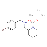 Chemical structure of tert-butyl 2-({[(4-bromophenyl)methyl]amino}methyl)piperidine-1-carboxylate - CSSB00006008502