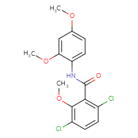 Chemical structure of 3,6-dichloro-N-(2,4-dimethoxyphenyl)-2-methoxybenzamide - CSSB00160002434
