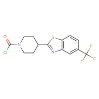 Chemical structure of 4-[5-(trifluoromethyl)-1,3-benzothiazol-2-yl]piperidine-1-carbonyl chloride - CSSB21224771605