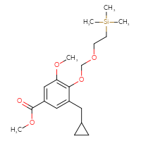 Chemical structure of methyl 3-(cyclopropylmethyl)-5-methoxy-4-{[2-(trimethylsilyl)ethoxy]methoxy}benzoate - CSSB21432543738