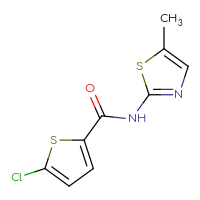 Chemical structure of 5-chloro-N-(5-methyl-1,3-thiazol-2-yl)thiophene-2-carboxamide - CSSB00027875914