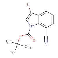 Chemical structure of tert-butyl 3-bromo-7-cyano-1H-indole-1-carboxylate - CSSB00135388787