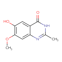 Chemical structure of 6-hydroxy-7-methoxy-2-methyl-3,4-dihydroquinazolin-4-one - CSSB02135309638