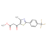 Chemical structure of methyl 3-{4-methyl-2-[4-(trifluoromethyl)phenyl]-1,3-thiazol-5-yl}-3-oxopropanoate - CSSB00025733806