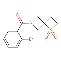 Chemical structure of 6-(2-bromobenzoyl)-1λ⁶-thia-6-azaspiro[3.3]heptane-1,1-dione - CSSB03568367919