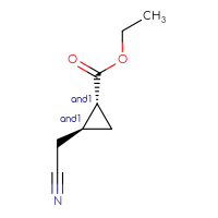 Chemical structure of rac-ethyl (1R,2S)-2-(cyanomethyl)cyclopropane-1-carboxylate - CSSB00037062083