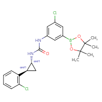 Chemical structure of rac-1-[3-chloro-5-(4,4,5,5-tetramethyl-1,3,2-dioxaborolan-2-yl)phenyl]-3-[(1R,2S)-2-(2-chlorophenyl)cyclopropyl]urea - CSSB21332065147