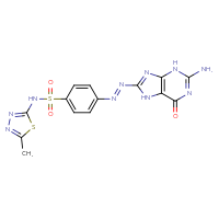Chemical structure of 4-[(1E)-2-(2-amino-6-oxo-6,7-dihydro-3H-purin-8-yl)diazen-1-yl]-N-(5-methyl-1,3,4-thiadiazol-2-yl)benzene-1-sulfonamide - CSSB14948178910