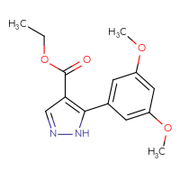 Chemical structure of ethyl 5-(3,5-dimethoxyphenyl)-1H-pyrazole-4-carboxylate - CSSB02515422578