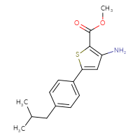 Chemical structure of methyl 3-amino-5-[4-(2-methylpropyl)phenyl]thiophene-2-carboxylate - CSSB00015222335