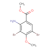 Chemical structure of methyl 2-amino-3,5-dibromo-4-methoxybenzoate - CSSB00021545937