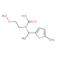 Chemical structure of 1-(2-methoxyethyl)-1-[1-(5-methylthiophen-2-yl)ethyl]urea - CSSB21432537694