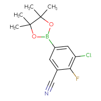 Chemical structure of 3-chloro-2-fluoro-5-(4,4,5,5-tetramethyl-1,3,2-dioxaborolan-2-yl)benzonitrile - CSSB00010752414