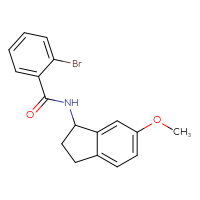 Chemical structure of 2-bromo-N-(6-methoxy-2,3-dihydro-1H-inden-1-yl)benzamide - CSSB05232591037
