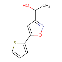Chemical structure of 1-[5-(thiophen-2-yl)-1,2-oxazol-3-yl]ethan-1-ol - CSSB00011060677