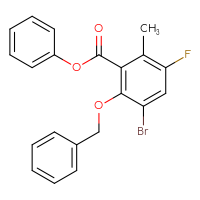 Chemical structure of phenyl 2-(benzyloxy)-3-bromo-5-fluoro-6-methylbenzoate - CSSB14813050234
