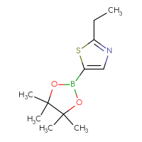 Chemical structure of 2-ethyl-5-(4,4,5,5-tetramethyl-1,3,2-dioxaborolan-2-yl)-1,3-thiazole - CSSB00010247073