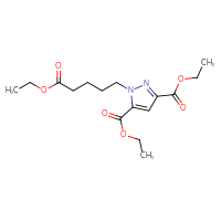 Chemical structure of 3,5-diethyl 1-(5-ethoxy-5-oxopentyl)-1H-pyrazole-3,5-dicarboxylate - CSSB03437848575