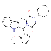 Chemical structure of (8S)-6-cycloheptyl-2-(2-ethoxyphenyl)-3,6,17-triazatetracyclo[8.7.0.0³,⁸.0¹¹,¹⁶]heptadeca-1(10),11,13,15-tetraene-4,7-dione - CSSB00160690285