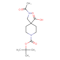 Chemical structure of 1-[(tert-butoxy)carbonyl]-4-(acetamidomethyl)piperidine-4-carboxylic acid - CSSB00137924272