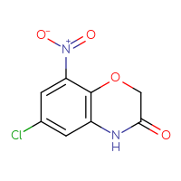Chemical structure of 6-chloro-8-nitro-3,4-dihydro-2H-1,4-benzoxazin-3-one - CSSB00000692893
