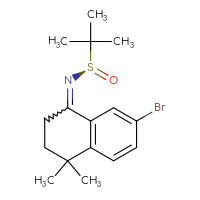 Chemical structure of (R)-N-(7-bromo-4,4-dimethyl-1,2,3,4-tetrahydronaphthalen-1-ylidene)-2-methylpropane-2-sulfinamide - CSSB21332859951