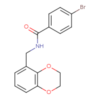 Chemical structure of 4-bromo-N-[(2,3-dihydro-1,4-benzodioxin-5-yl)methyl]benzamide - CSSB02074238578