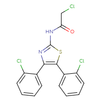 Chemical structure of N-[4,5-bis(2-chlorophenyl)-1,3-thiazol-2-yl]-2-chloroacetamide - CSSB00000680760