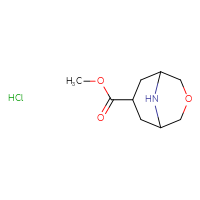 Chemical structure of methyl 3-oxa-9-azabicyclo[3.3.1]nonane-7-carboxylate hydrochloride - CSSB00010468206