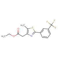 Chemical structure of ethyl 2-{5-methyl-2-[3-(trifluoromethyl)phenyl]-1,3-thiazol-4-yl}acetate - CSSB15392026001