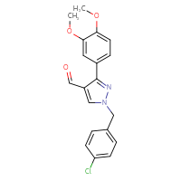 Chemical structure of 1-[(4-chlorophenyl)methyl]-3-(3,4-dimethoxyphenyl)-1H-pyrazole-4-carbaldehyde - CSSB00020594706