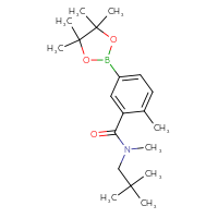 Chemical structure of N-(2,2-dimethylpropyl)-N,2-dimethyl-5-(4,4,5,5-tetramethyl-1,3,2-dioxaborolan-2-yl)benzamide - CSSB02533505993