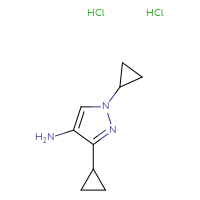 Chemical structure of 1,3-dicyclopropyl-1H-pyrazol-4-amine dihydrochloride - CSSB06354213794