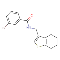 Chemical structure of 3-bromo-N-[(4,5,6,7-tetrahydro-1-benzothiophen-3-yl)methyl]benzamide - CSSB00045570002