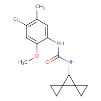 Chemical structure of 1-(4-chloro-2-methoxy-5-methylphenyl)-3-{dispiro[2.0.2⁴.1³]heptan-7-yl}urea - CSSB01224524471