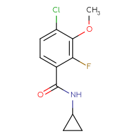 Chemical structure of 4-chloro-N-cyclopropyl-2-fluoro-3-methoxybenzamide - CSSB06982863365