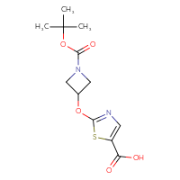 Chemical structure of 2-({1-[(tert-butoxy)carbonyl]azetidin-3-yl}oxy)-1,3-thiazole-5-carboxylic acid - CSSB02127161970