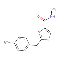 Chemical structure of N-methyl-2-[(4-methylphenyl)methyl]-1,3-thiazole-4-carboxamide - CSSB01997578885