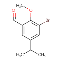 Chemical structure of 3-bromo-2-methoxy-5-(propan-2-yl)benzaldehyde - CSSB00021579130