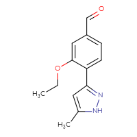 Chemical structure of 3-ethoxy-4-(5-methyl-1H-pyrazol-3-yl)benzaldehyde - CSSB13702773680