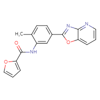Chemical structure of N-(2-methyl-5-{[1,3]oxazolo[4,5-b]pyridin-2-yl}phenyl)furan-2-carboxamide - CSSB00121603452