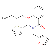 Chemical structure of 2-butoxy-N-[(furan-2-yl)methyl]-N-[(thiophen-2-yl)methyl]benzamide - CSSB00027509970