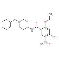 Chemical structure of 4-amino-N-{1-[(cyclohex-3-en-1-yl)methyl]piperidin-4-yl}-2-ethoxy-5-nitrobenzamide - CSSB00020662043