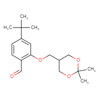Chemical structure of 4-tert-butyl-2-[(2,2-dimethyl-1,3-dioxan-5-yl)methoxy]benzaldehyde - CSSB21414474780