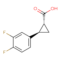 Chemical structure of (1R,2R)-2-(3,4-difluorophenyl)cyclopropane-1-carboxylic acid - CSSB00009909640